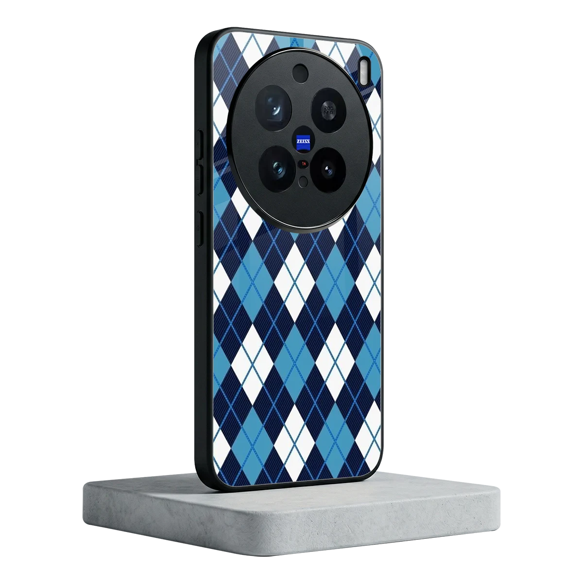 Argyle Blue vivo x200 pro mobile cover | shockproof glass phone case