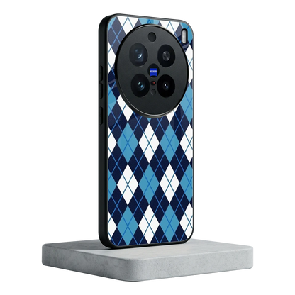 Argyle Blue vivo x200 pro mobile cover | shockproof glass phone case