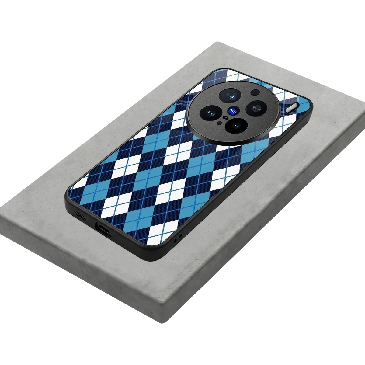 Argyle Blue stylish phone case for vivo x200 pro | glossy glass and slim fit
