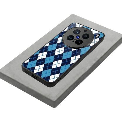 Argyle Blue stylish phone case for vivo x200 pro | glossy glass and slim fit