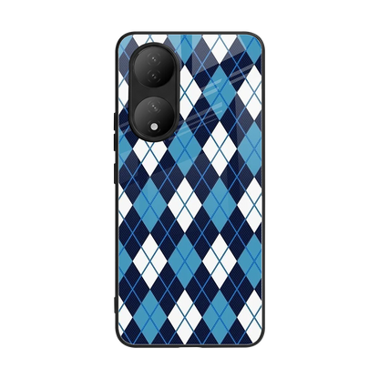 Argyle Blue back phone cover | glass case for Vivo-y100