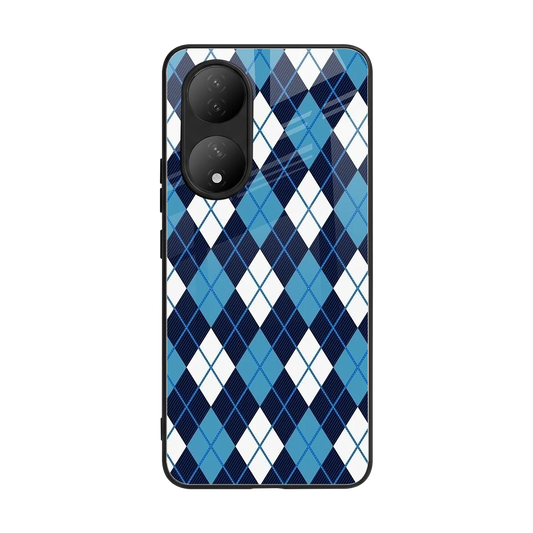 Argyle Blue back phone cover | glass case for Vivo-y100