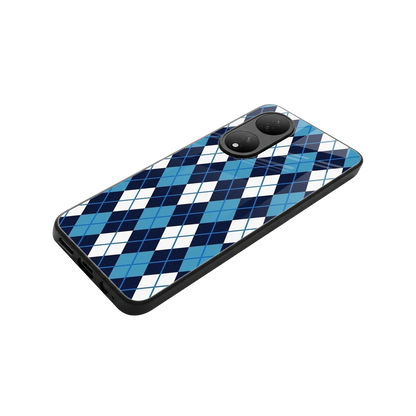 Argyle Blue stylish phone case for Vivo-y100 | glossy glass and slim fit