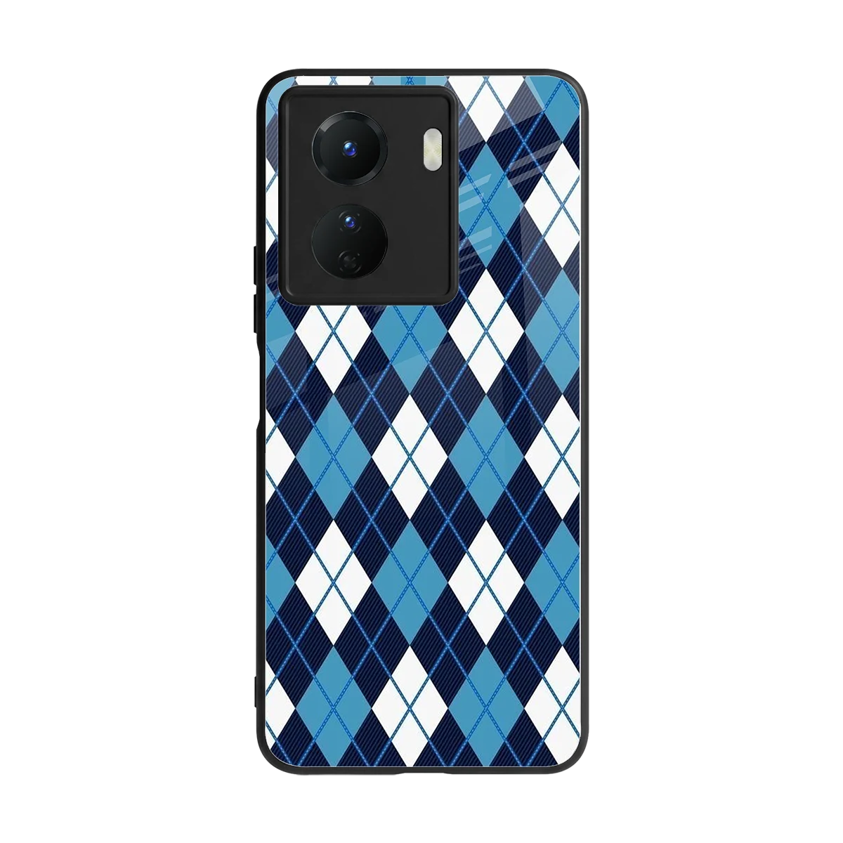 Argyle Blue back phone cover | glass case for vivo y16