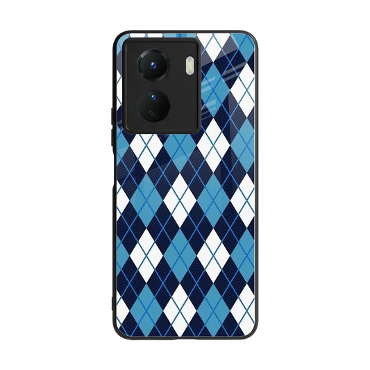 Argyle Blue back phone cover | glass case for vivo y16