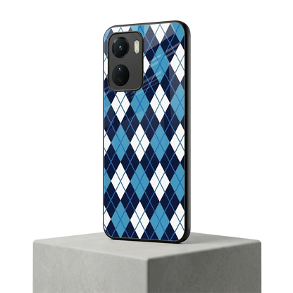 Argyle Blue vivo y16 mobile cover | shockproof glass phone case
