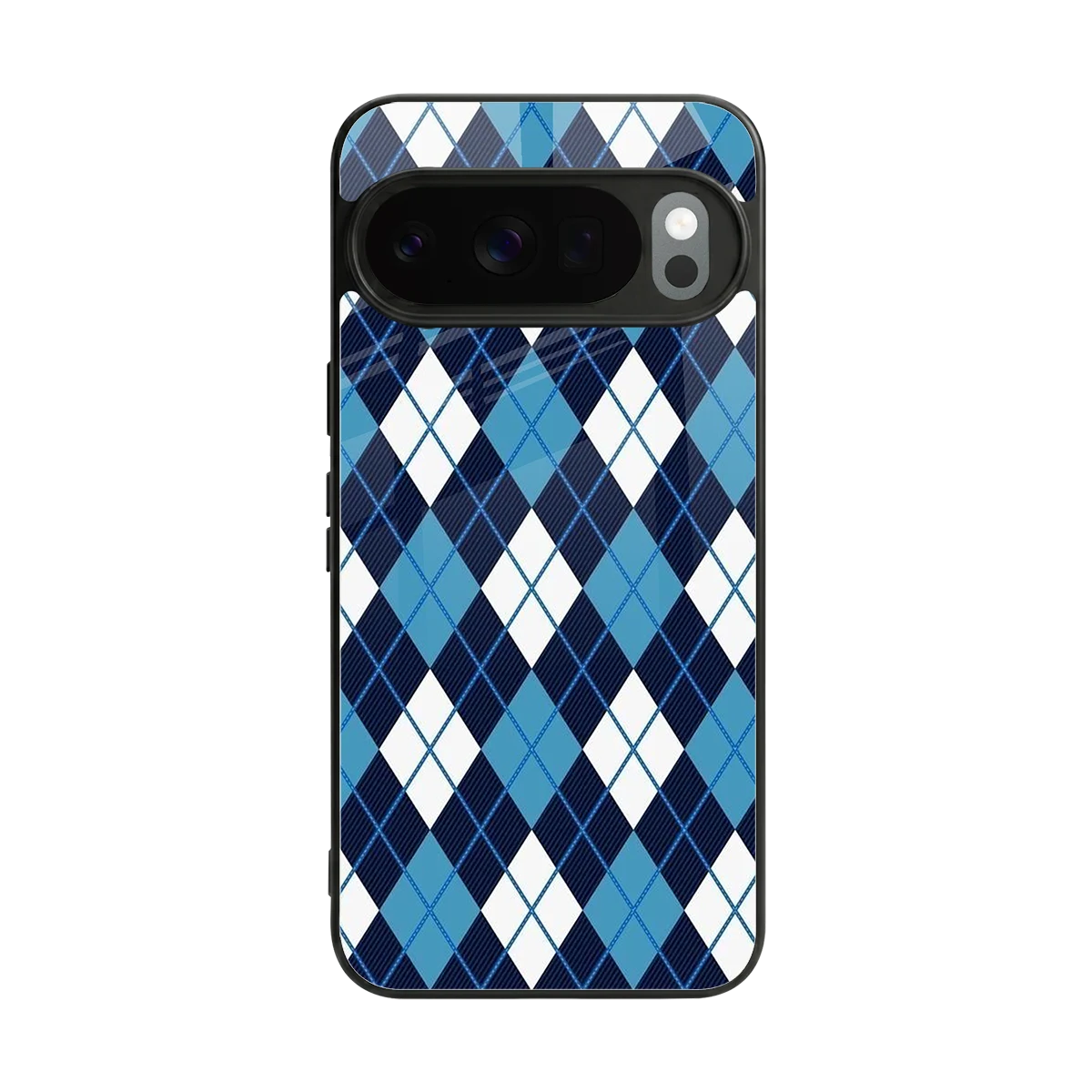 Argyle Blue back phone cover | glass case for google pixel 10 pro