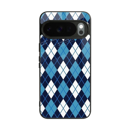 Argyle Blue back phone cover | glass case for google pixel 10 pro