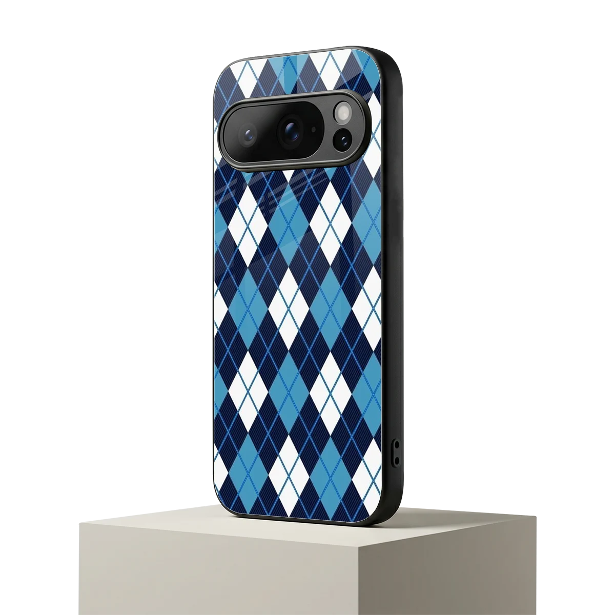 Argyle Blue google pixel 10 pro mobile cover | shockproof glass phone case