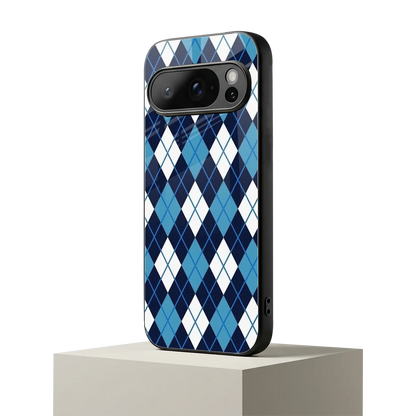 Argyle Blue google pixel 10 pro mobile cover | shockproof glass phone case