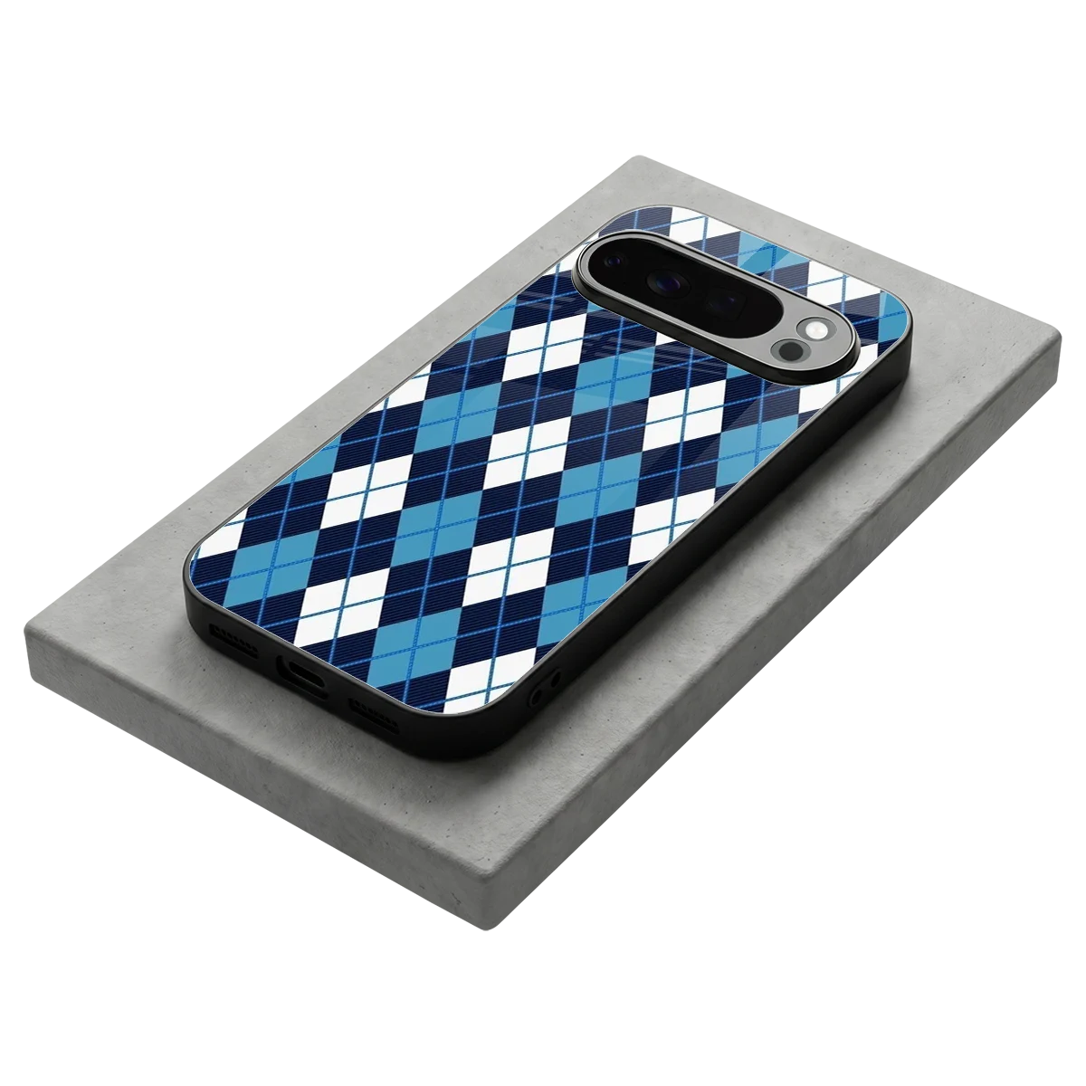 Argyle Blue stylish phone case for google pixel 10 pro | glossy glass and slim fit