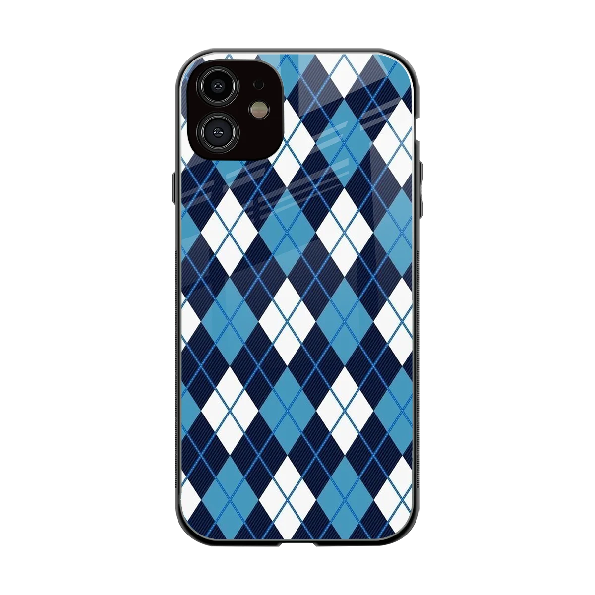 Argyle Blue back phone cover | glass case for iphone 12