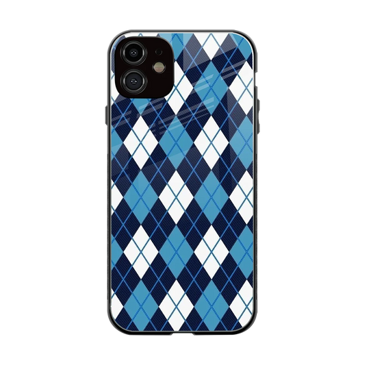 Argyle Blue back phone cover | glass case for iphone 12