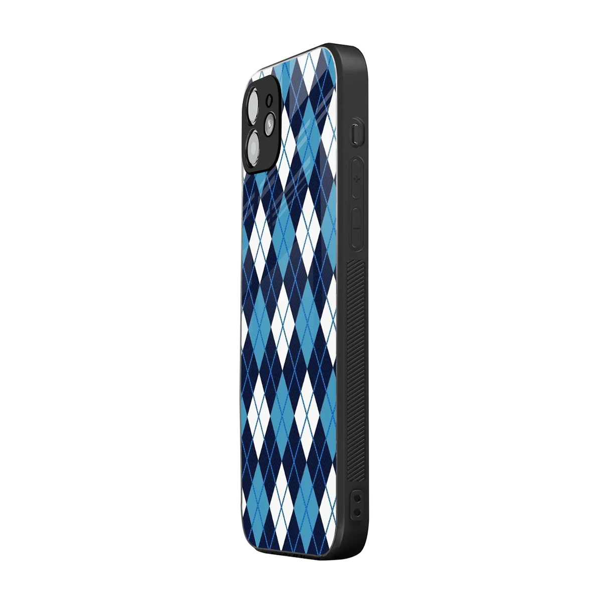 Argyle Blue iphone 12 mobile cover | shockproof glass phone case