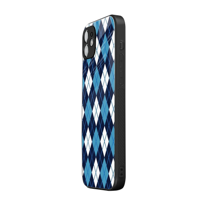 Argyle Blue iphone 12 mobile cover | shockproof glass phone case