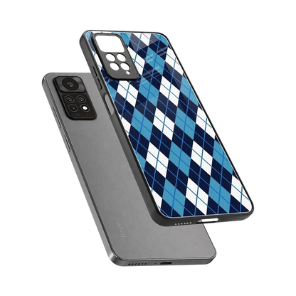 Argyle Blue sleek redmi note 11 pro cover with tempered glass back and TPU edges