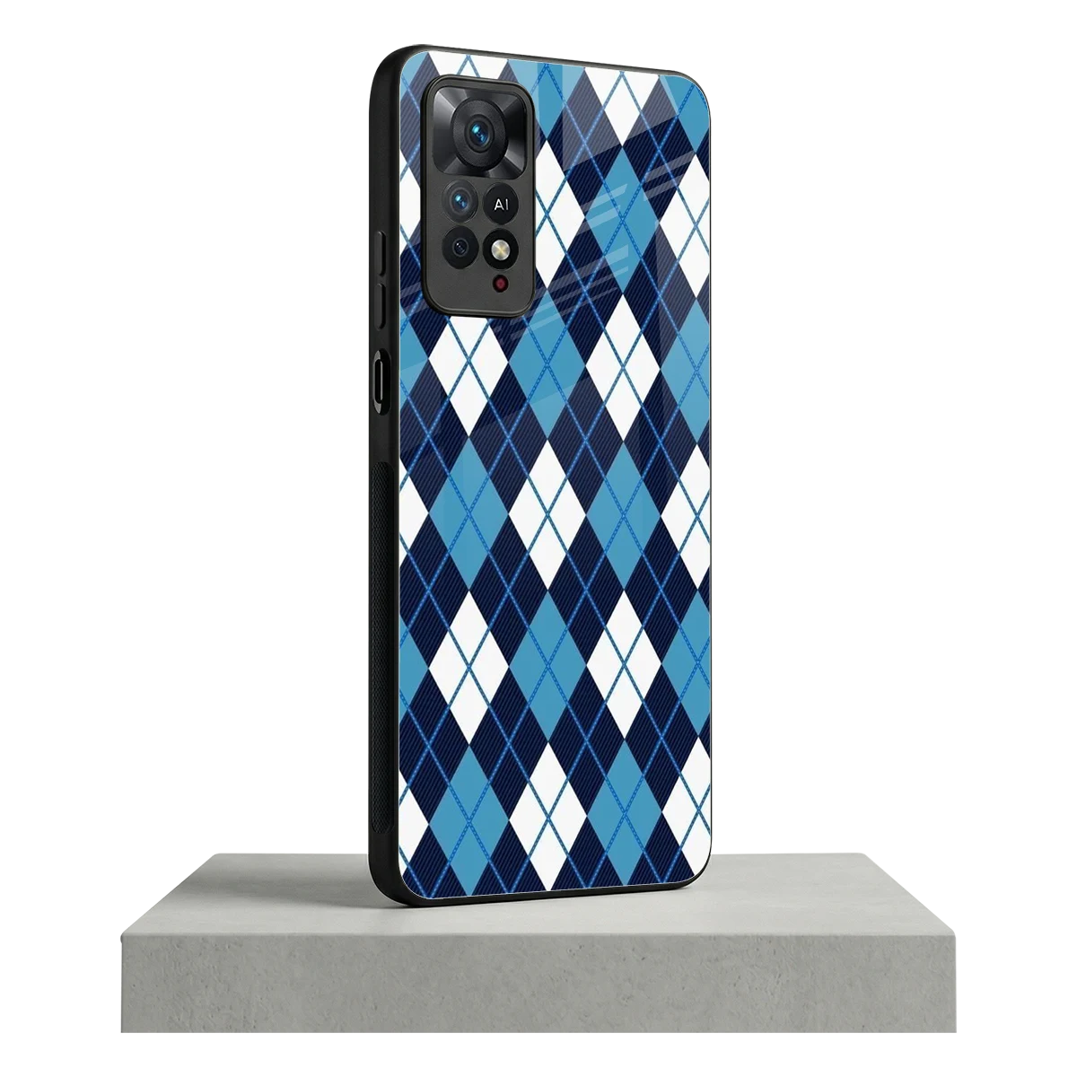 Argyle Blue redmi note 11 pro mobile cover | shockproof glass phone case