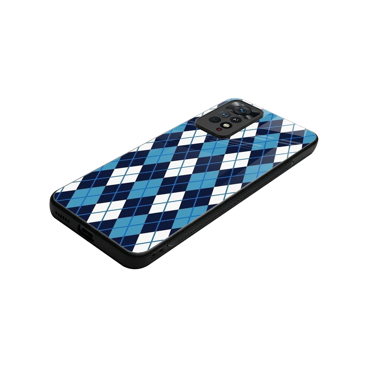 Argyle Blue stylish phone case for redmi note 11 pro | glossy glass and slim fit