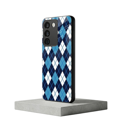 Argyle Blue vivo y200 5g mobile cover | shockproof glass phone case