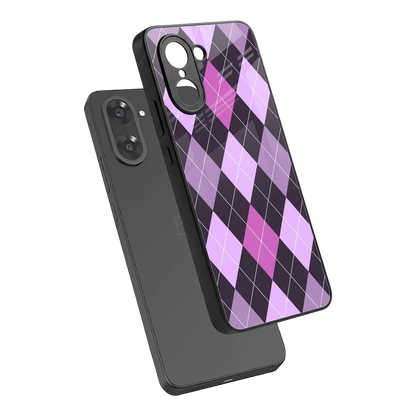 Argyle Purple sleek oneplus nord ce5 5g cover with tempered glass back and TPU edges