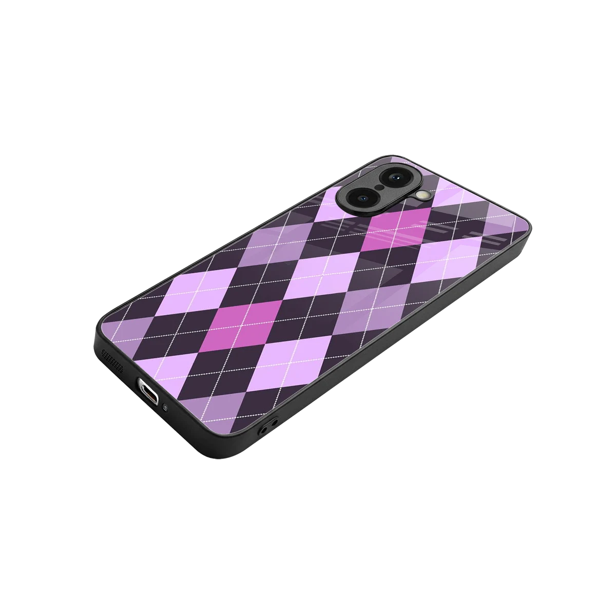 Argyle Purple stylish phone case for oneplus nord ce5 5g | glossy glass and slim fit