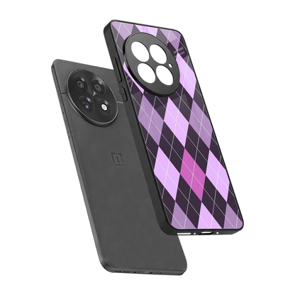 Argyle Purple sleek oneplus 13 cover with tempered glass back and TPU edges
