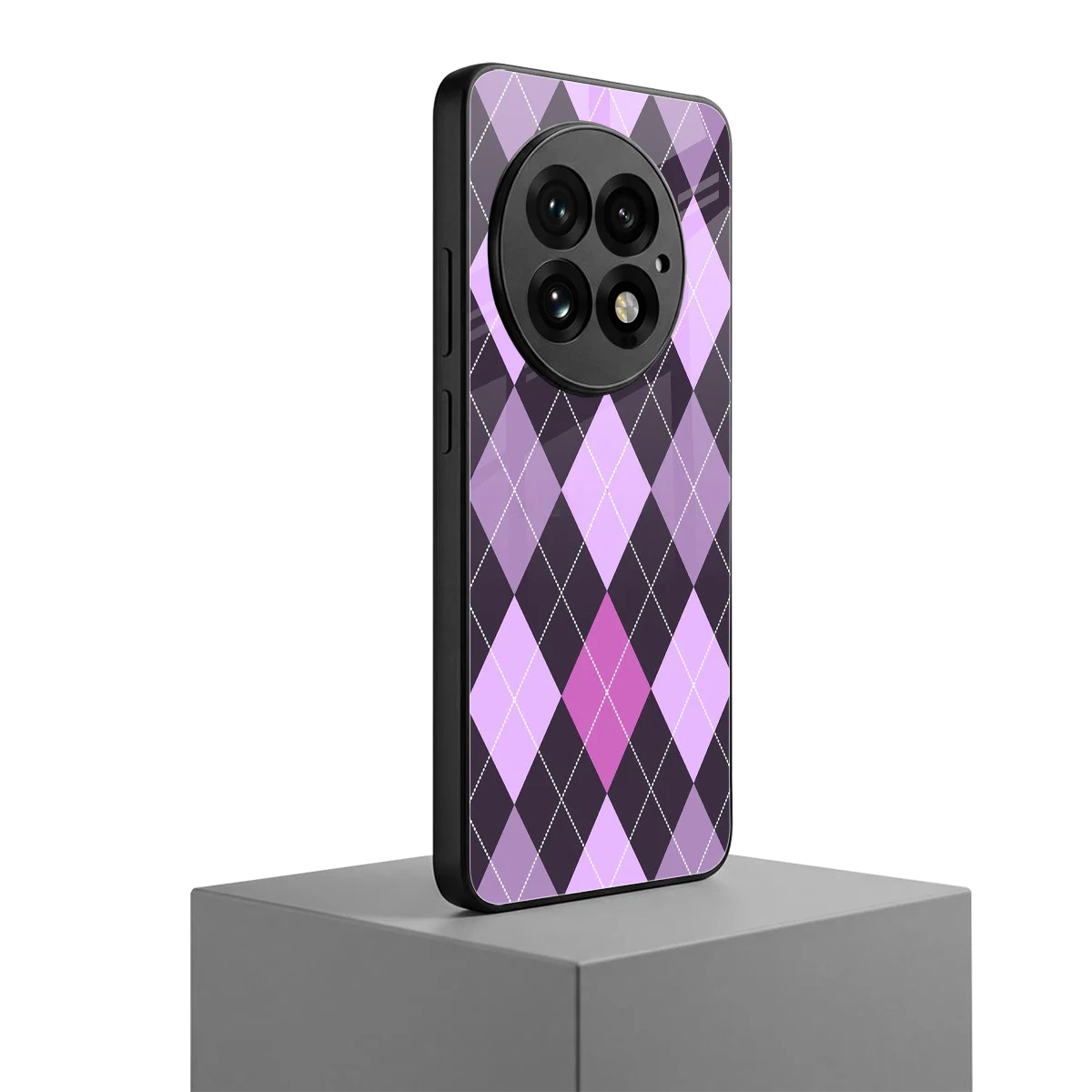 Argyle Purple oneplus 13 mobile cover | shockproof glass phone case