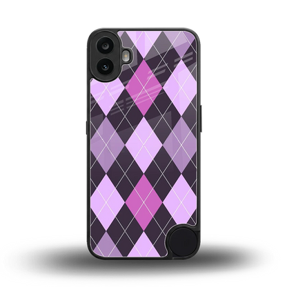 Argyle Purple back phone cover | glass case for cmf nothing phone 1