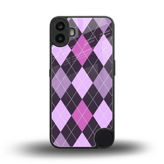 Argyle Purple back phone cover | glass case for cmf nothing phone 1