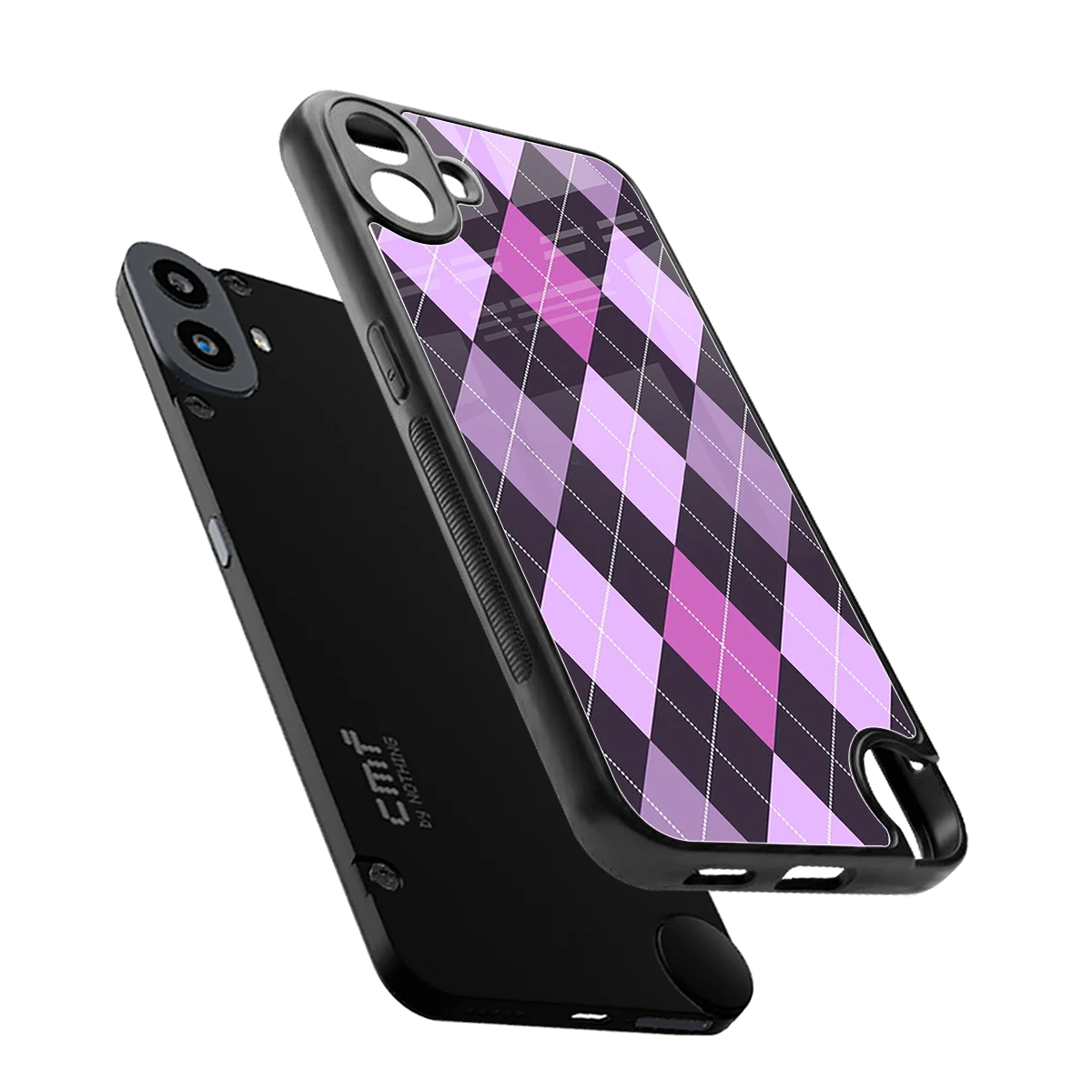 Argyle Purple sleek cmf nothing phone 1 cover with tempered glass back and TPU edges