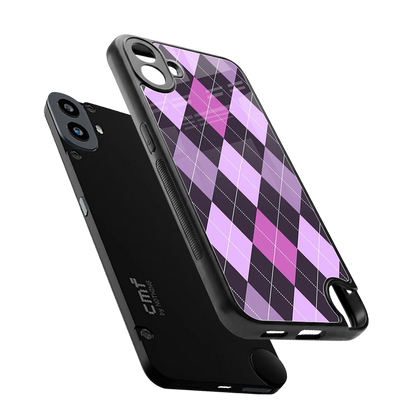 Argyle Purple sleek cmf nothing phone 1 cover with tempered glass back and TPU edges