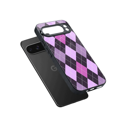 Argyle Purple sleek google pixel 10 pro xl cover with tempered glass back and TPU edges