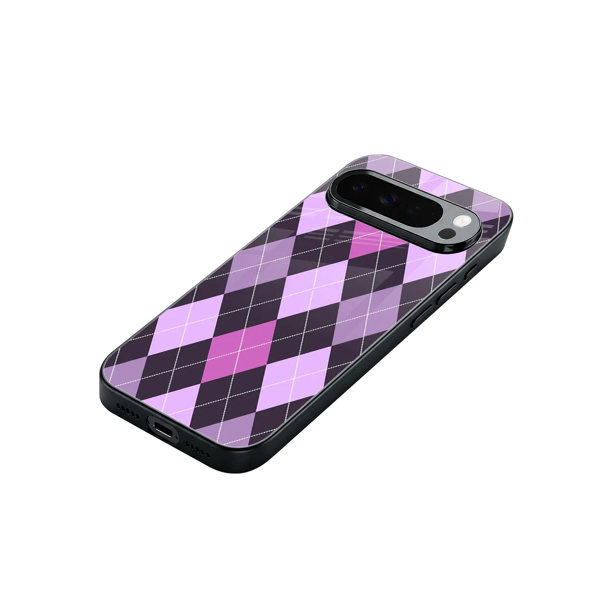 Argyle Purple stylish phone case for google pixel 10 pro xl | glossy glass and slim fit