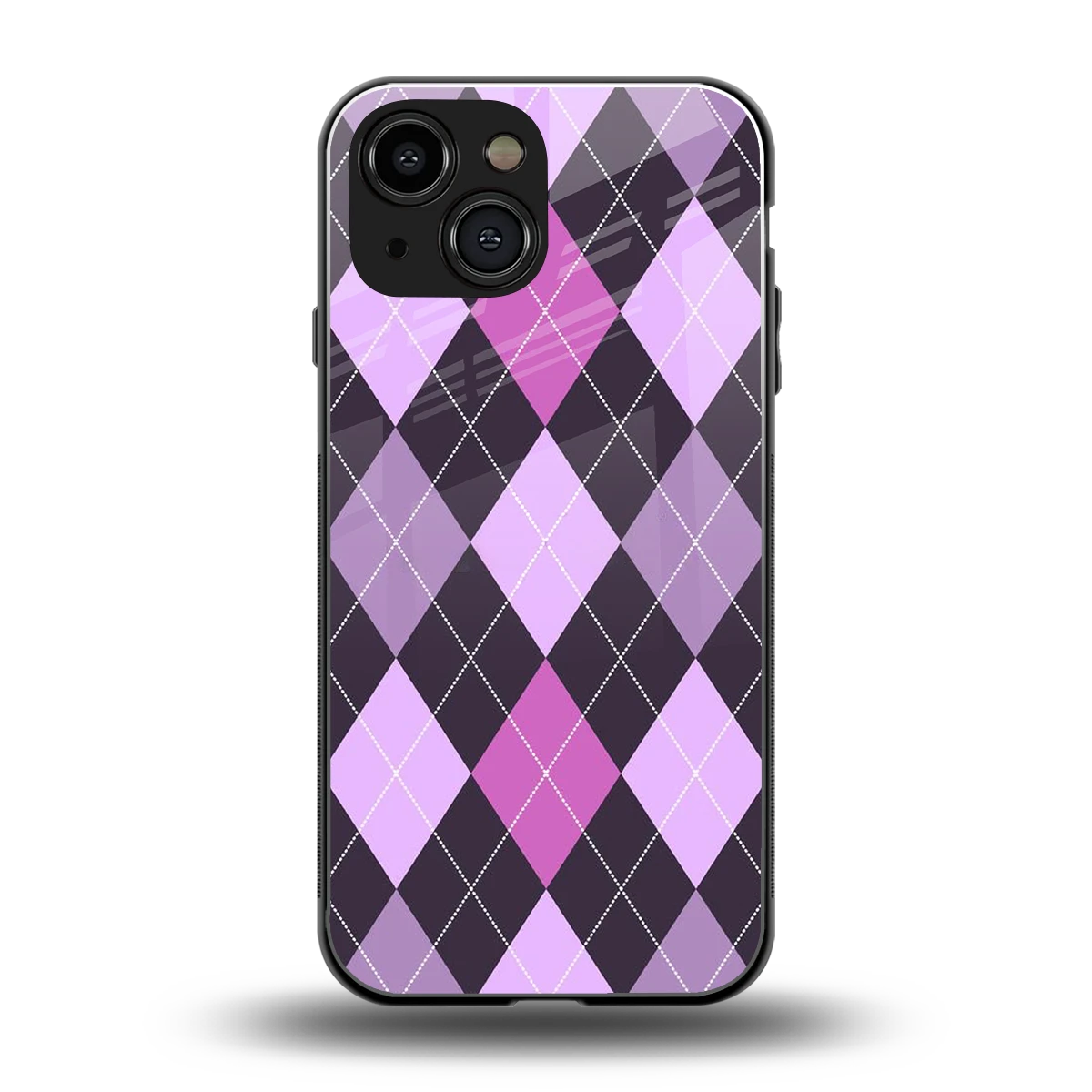 Argyle Purple back phone cover | glass case for iphone 13 mini