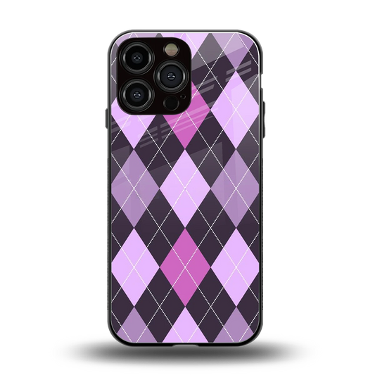 Argyle Purple back phone cover | glass case for iphone 12 pro max