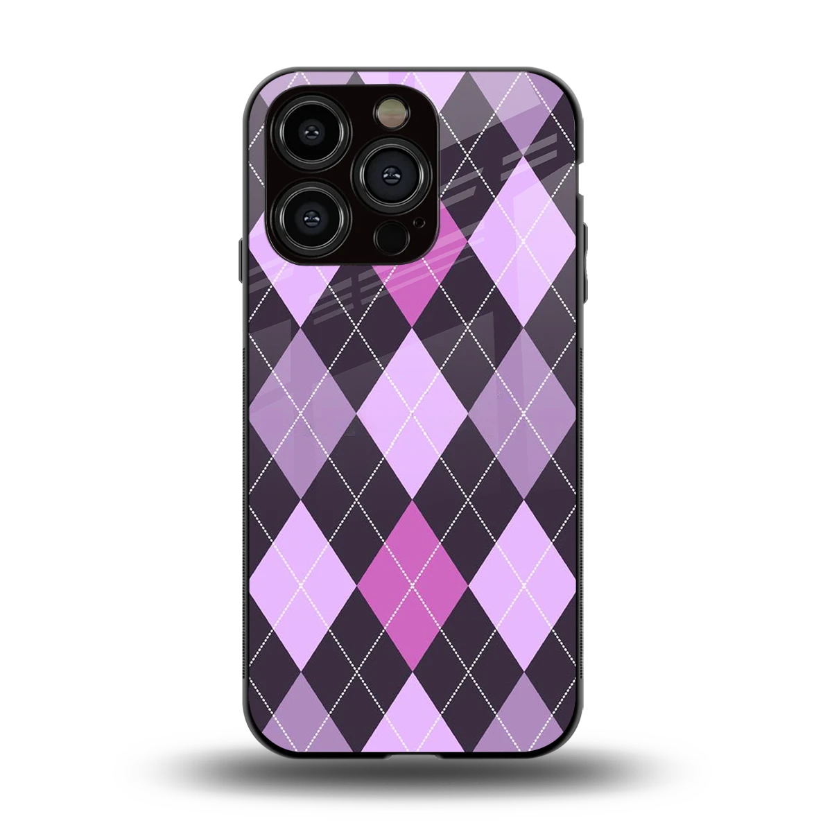 Argyle Purple back phone cover | glass case for iphone 13 pro