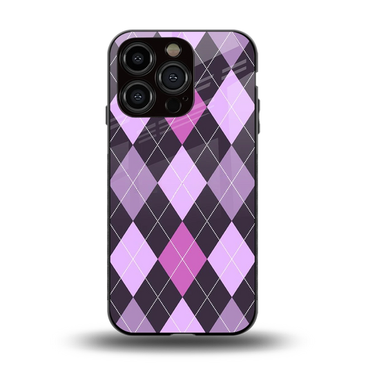 Argyle Purple back phone cover | glass case for iphone 13 pro