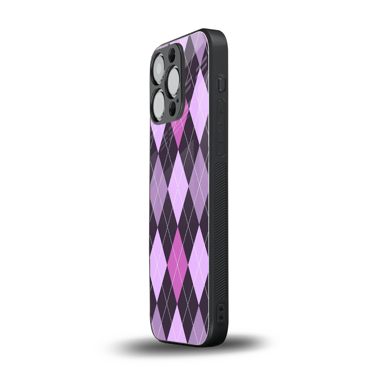 Argyle Purple iphone 13 pro mobile cover | shockproof glass phone case