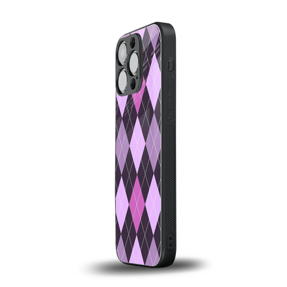Argyle Purple iphone 13 pro mobile cover | shockproof glass phone case