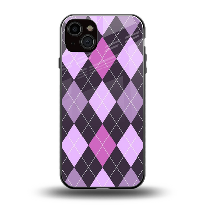 Argyle Purple back phone cover | glass case for iphone 15 plus