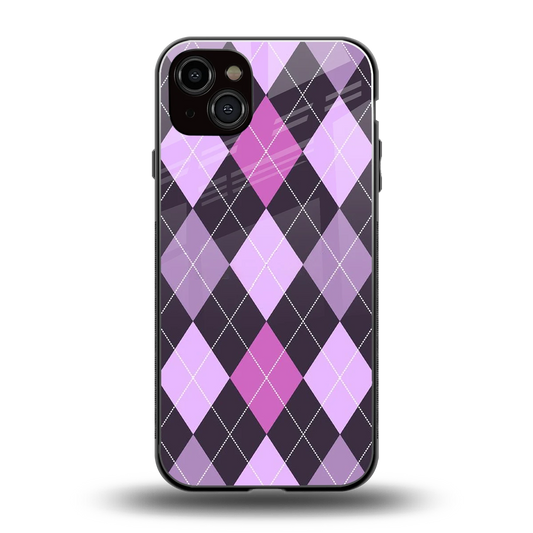 Argyle Purple back phone cover | glass case for iphone 15 plus