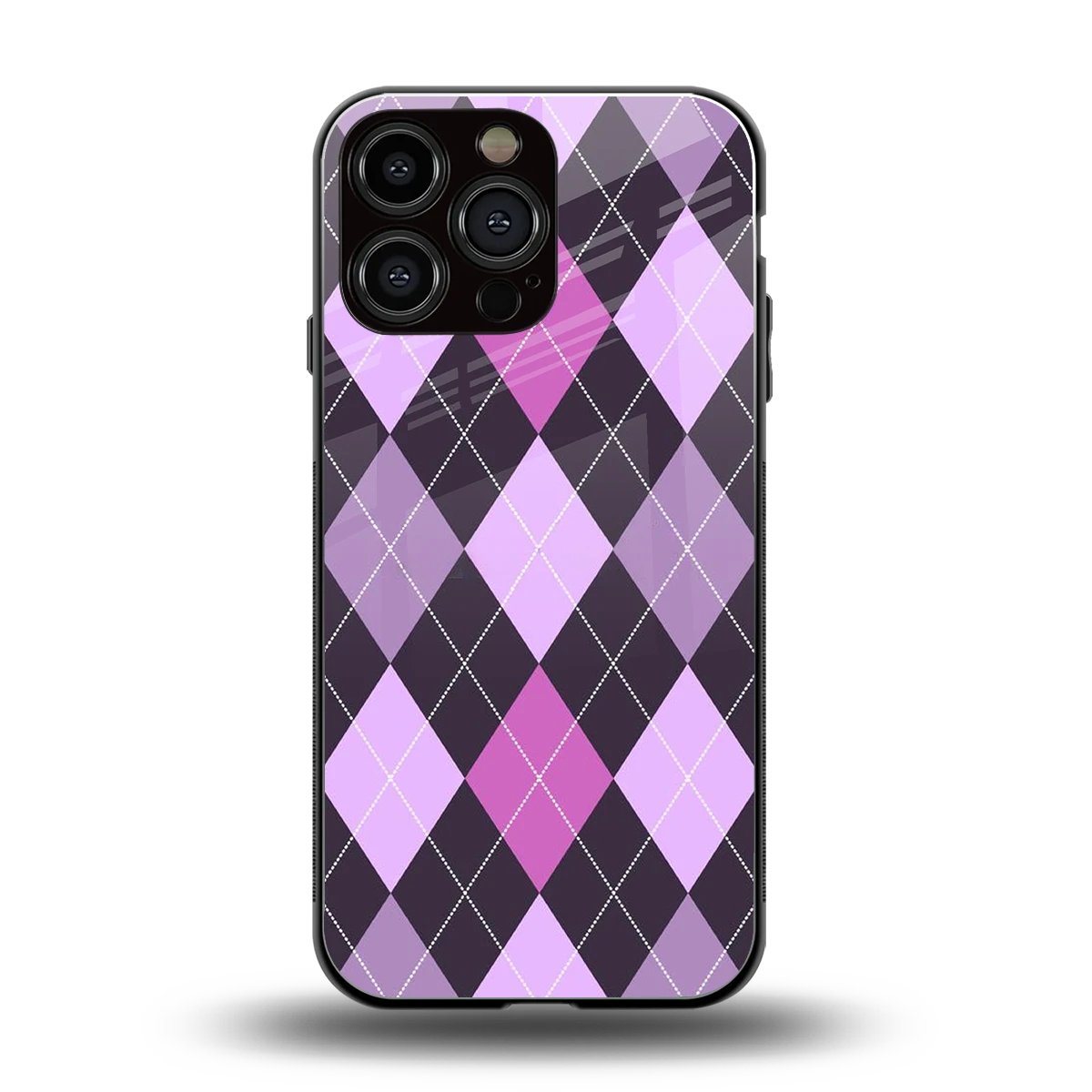 Argyle Purple back phone cover | glass case for iphone 15 pro max