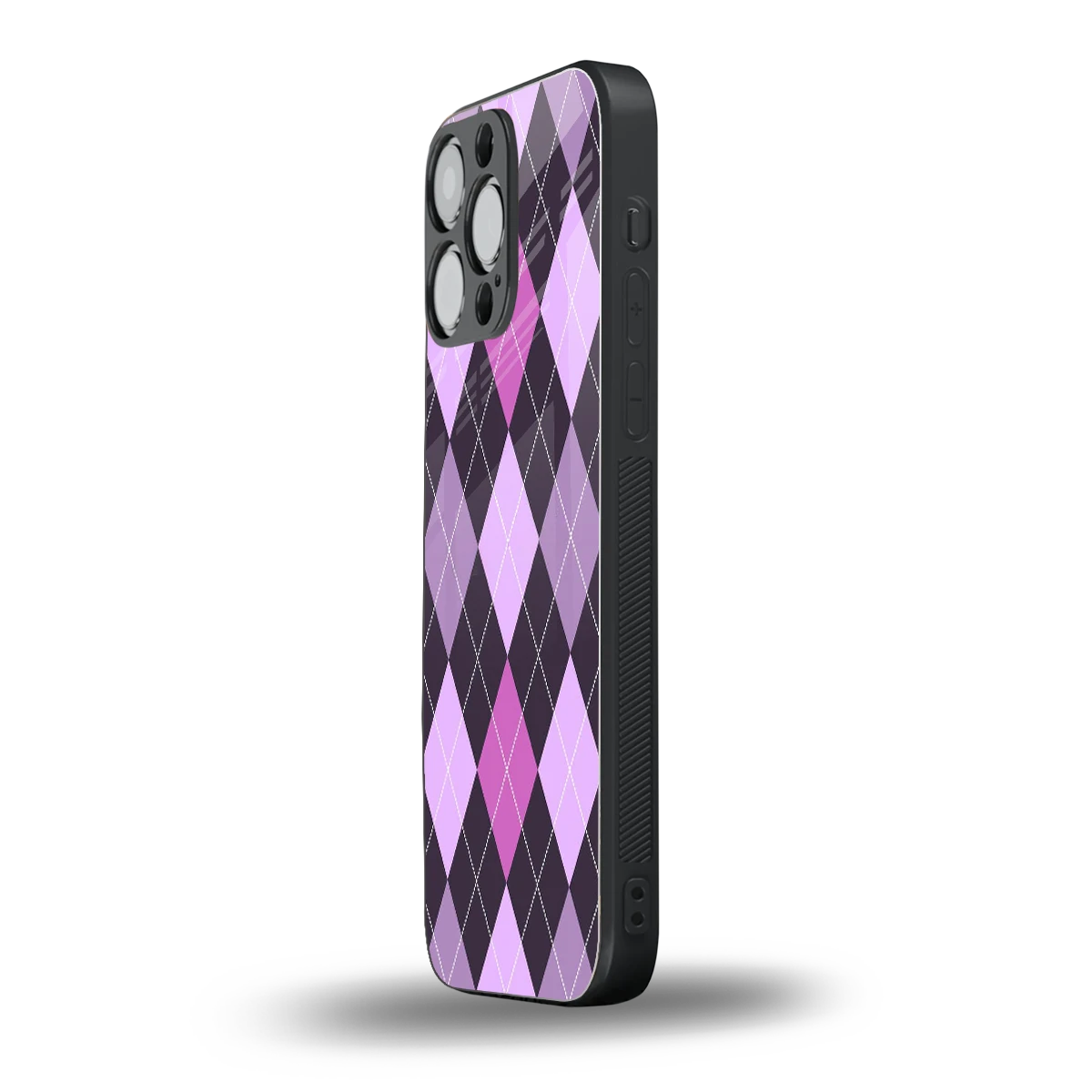 Argyle Purple iphone 15 pro max mobile cover | shockproof glass phone case