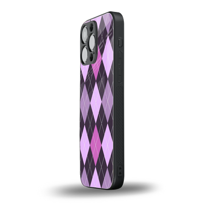 Argyle Purple iphone 15 pro max mobile cover | shockproof glass phone case