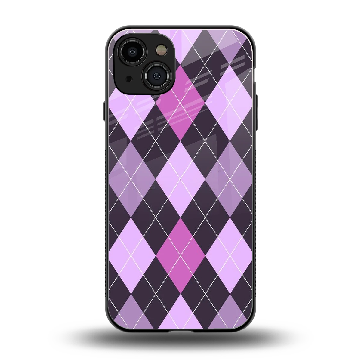 Argyle Purple back phone cover | glass case for iphone 15