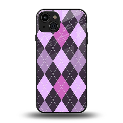 Argyle Purple back phone cover | glass case for iphone 15