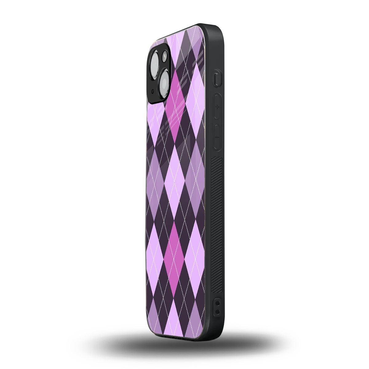Argyle Purple iphone 15 mobile cover | shockproof glass phone case