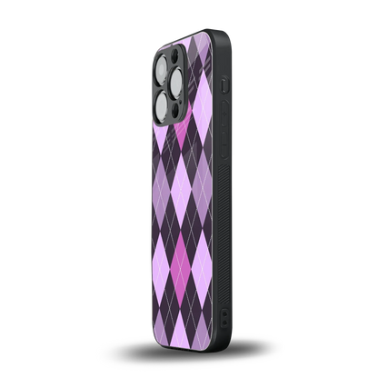 Argyle Purple iphone 16 pro mobile cover | shockproof glass phone case