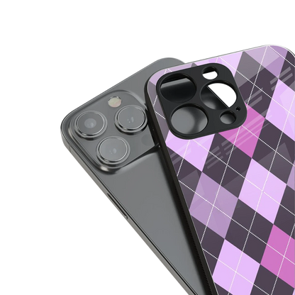 Argyle Purple stylish phone case for iPhone 16 | glossy glass and slim fit