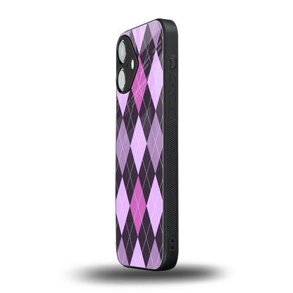 Argyle Purple iPhone 16 mobile cover | shockproof glass phone case